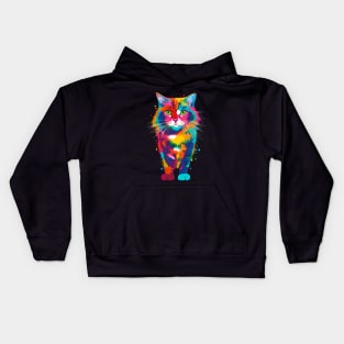 Colorful cat, pop art style neon art Kids Hoodie